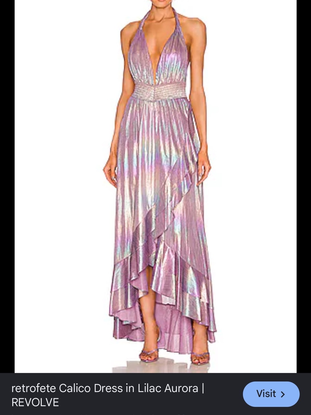 Retrofete Iridescent Lilac Halter High-Low Dress